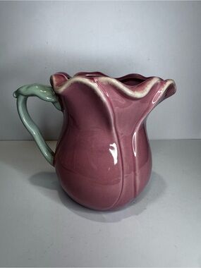 A Special Place Tulip Pink and Green Ceramic Pitcher 2005